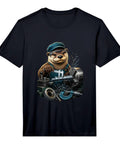 Cool Men's CNC Machinist Vise Gauge Square Edge Tool Performance Tee With Snag Resistant Fabric And Moisture Wicking Tech For Precision Work and Standard Fit Gifts, featuring a cartoon otter in a workshop.