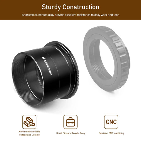 2 Inch T2 Focal Telescope Camera Adapter II For SLR And DSLR Cameras With Grooved Plug And Play Design For Easy Attachment