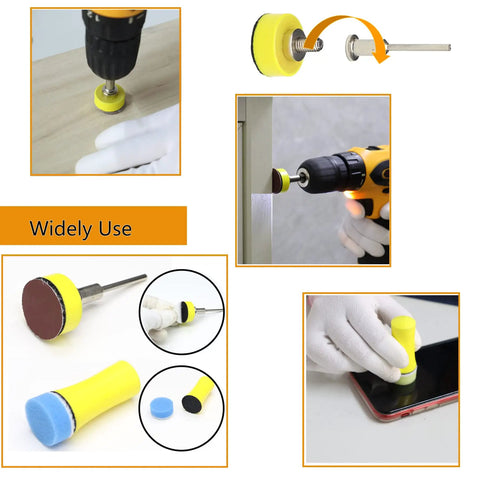 149 Piece 1 Inch Sanding Disc Set With 40 To 7000 Grit Sandpaper Polishing Pads in use with drills and rotary tools