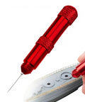 2 In 1 Precision Glue Applicator And Airbrush Nozzle Cleaner Tool in red applying glue to a model part with a stainless steel micro tip