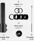 Bike Fork Stem Extender And Handlebar Riser Adaptor parts: main body tube, gaskets, stem cover, threaded rod for 1 1/8 steerer