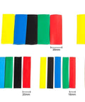 Large Size Heat Shrink Tubing Kit With 145 Pcs And 71 Ft Total Length 5 Colors And 8 Sizes displayed by size and color.