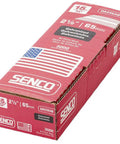 Box of two and a half inch 15 gauge galvanized finishing nails for cabinets and furniture, 3,000 per box, Made in USA.