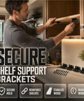 Man installing Heavy Duty Stainless Steel Hidden Corner Brackets With Screws For Cabinets Tables And Chairs DIY Repair