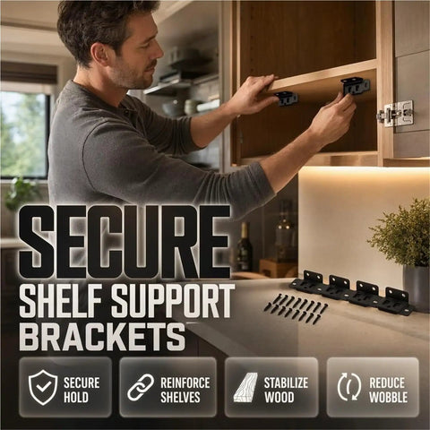 Man installing Heavy Duty Stainless Steel Hidden Corner Brackets With Screws For Cabinets Tables And Chairs DIY Repair