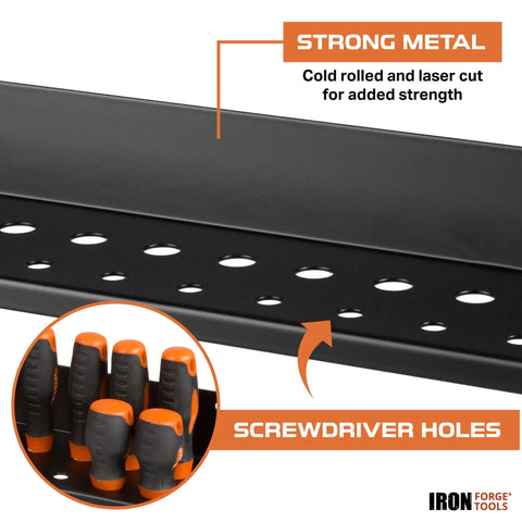 Heavy Duty Metal Hand Tool Organizer Rack For Wall Mount In Workshop Boss Level Hammer And Pliers Storage Screwdriver Holder