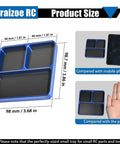 Magnetic Screw Organizer Tray for RC Models, Electronics and Phone Repair, 3 compartment size comparison with phone and hand
