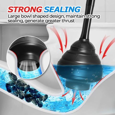 Heavy Duty Toilet Plunger With Wall Rack Powerful Suction; Large bowl design maintaining strong sealing in toilet.