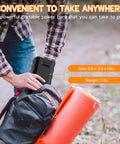 Placing Go To 88Wh Portable Power Station With 24000mAh Battery into backpack for camping.
