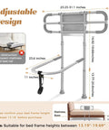 Heavy Duty Adjustable Bed Rail For Seniors With Motion Activated LED Light, 400 Lbs Support, dimensions and installation guide