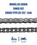 Close-up of 35 chain with 132 links for 65 Tooth Sprocket And 35 Chain With 140 Links Replacement Kit For Coleman Baja Mini Bikes