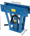 Front view of blue 16 Ton Hydraulic Pipe Bender Pro Grade With 8 Dies One Half Inch To Three Inch Manual Tube Bending Machine