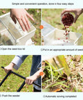 No Bending Over Hand Push Seeder For Garden Beds And Lawns Semi Automatic Planter Digs Holes Transplants Seeds And Covers Soil