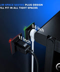 Slim plug design of 35 Ft 360 Degree Rotating Flat Plug Extension Cord With Three Outlets And Grounded 3 Prong 16/3 AWG