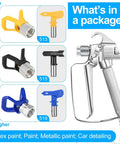 Heavy Duty Airless Paint Spray Gun 3 Pack With 513 515 519 Tips for smooth coverage and precision painting.