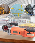 Heavy Duty Electric Pipe Threader Featuring All Copper Motor And Six Quick Change Heads, shown with pipes in background.