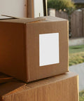 Cardboard box with 160 Sheets White Synthetic Paper Shipping Labels With Super Sticky Adhesion And Ample Writing Space Removable Storage