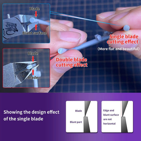 Ultra Thin Model Nippers For Beginners And Hobbyists, Precision Single Edged Cutter With Non Slip Grip, 4.7 Inch Tool in use