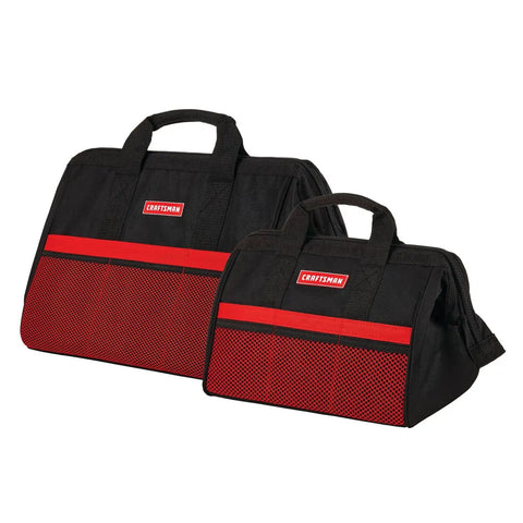 Two Tool Bag Set With 13 Inch And 18 Inch Open Mouth Zippered Bags For Quick Access And Easy Carry 600D Denier Durable Construction Pockets