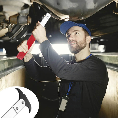 Mechanic using Seal Puller With Dual Hook Tip Built For Quick Oil And Grease Seal Removal Universal Tool For Cars Trucks And Rigs
