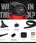 Micro Wet Dry Vacuum Portable 1 Gallon Vac With Collapsible Handle And Wall Bracket 1 HP Peak Power Includes 4 Foot Hose