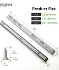 Six Pair Soft Close Drawer Slides 22 Inch Heavy Duty Full Extension Ball Bearing Self Closing Rails Side Mount For Kitchen Cabinets And Dressers, 100 Lb Capacity size diagram