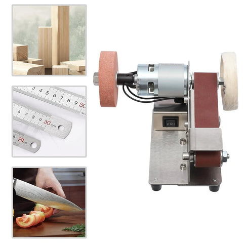 No Hassle Workhorse Mini Belt Sander And Knife Sharpener With Seven Variable Speeds And 150 Watt Copper Motor for woodworking and sharpening.