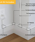 Installation of 157 Inch Cord Cover Kit Easy Peel And Stick Self Adhesive Wire Hiders Paintable Cable Raceway with accessories