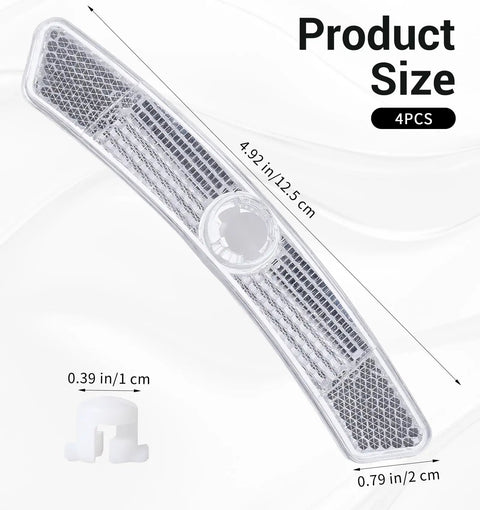 Product size diagram for 4 Pack Bike Wheel Reflectors Set For Night Riding, Plastic Spoke Reflectors, with dimensions shown.