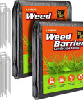 Heavy Duty Weed Barrier Landscape Fabric 3ft By 100ft Ground Cover For Gardening And Farming 3.2oz Permeable Black Polypropylene Cloth Professional Grade Weed Control Easy Install package with included stakes