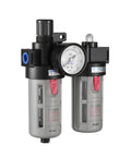 All In One Compressed Air Filter Regulator Lubricator Combo With Pressure Gauge And Semi Auto Drain 0 To 140 PSI One Half Inch NPT