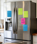 Huge 4x6 Lined Sticky Notes 12 Pack With 30 Sheets Per Pad on stainless steel refrigerator in kitchen