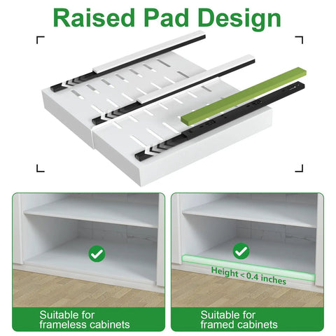 Super Slick Slide Out Cabinet Organizer Baskets For Kitchen Pantry And Under Sink Storage Extra Deep Twenty One Inch Expandable Four Pack raised pad design for cabinet organizing