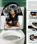 Elongated Toilet Seat Quiet Close Bathroom featuring a dachshund design, suitable for most elongated toilets.