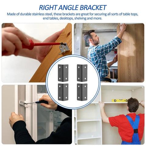 Heavy Duty Stainless Steel L Shaped Corner Brackets With Screw Holes For Shelves And Furniture installation examples