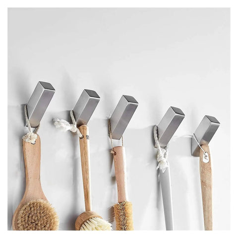 Heavy Duty Wall Hooks Hella Durable Stainless Steel Coat Hanger Double Robe Rack Rustproof with cleaning brushes on wall