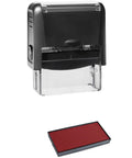 Top Shelf Self Inking Rubber Stamp For Signing And Dating With Arrow Graphics Red Ink No Sweat Process Up To 5000 Crisp Impressions Heavy Duty Professional Mount with red ink pad.