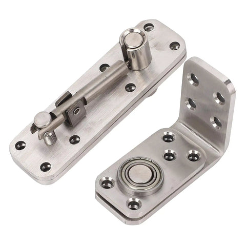 Heavy Duty 180 Degree Rotating Stainless Steel Door Hinge For Hidden Bookcase Doors Smooth Silent Pivot Swivel Hardware visible.
