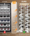 Heavy Duty Slide Out Shoe Rack Badass Adjustable Organizer With 4 To 15 Tiers for closet space comparison showing ease of access.
