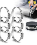 Six Pack 2 Inch Stainless Steel Worm Gear Hose Clamps For PVC Pipe Caps Fits 2.25 To 2.6 Inches Rustproof Reusable Repair Parts
