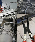 Three Piece Hose Clamp Pliers Kit With Long Reach Wire Spring Clamp Remover in use on automotive hoses
