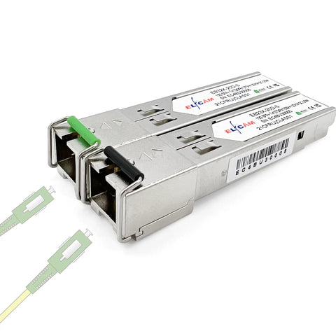 10G SFP Plus BiDi Transceiver Module with SC fiber port simplex single mode supports 10Gbps, 2.5Gbps, 1.25Gbps DDM 20km reach 1 pair