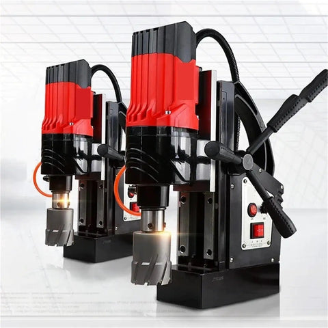 Heavy Duty Magnetic Drill Press Electric Bench Drilling Rig For Industrial Projects Stepless Speed Control, showcasing dual machines.