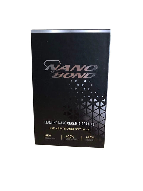 80 Percent SiO2 Nano Ceramic Coating for Cars box with product details in silver on a black background