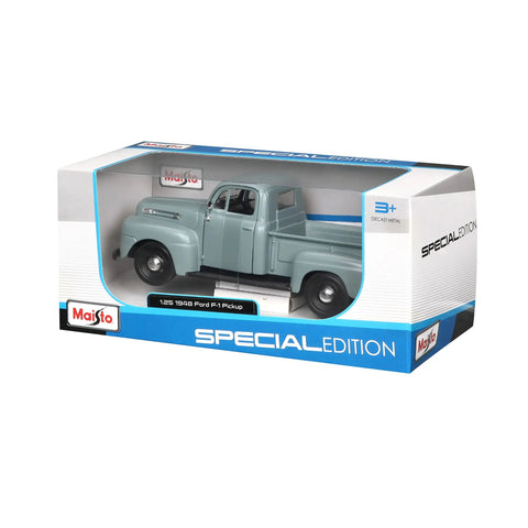 Vintage Ford 1948 F1 Pickup Diecast Model 1 25 Scale Gray Special Edition With Opening Doors And Hood And Trunk in box