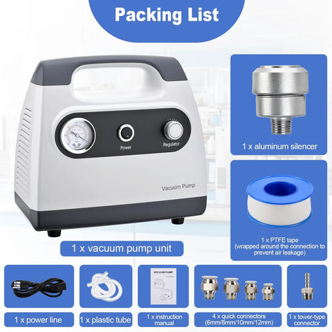 ScitoLAB Adjustable Vacuum Pump 10 L/Min Oilless Lab Diaphragm Pump Dry Running With Flow Control For Scientific Experiments Clean Workspace