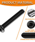M6x18mm Hex Socket Head Cap Screws 50 Pcs 304 Stainless Steel Black Oxide Fasteners, flat head, strong structure