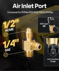 Air inlet port for Heavy Duty 1/4 Hp 3.5 Cfm Hvac Air Conditioning Vacuum Pump with 1/2" ACME and 1/4" SAE connections.