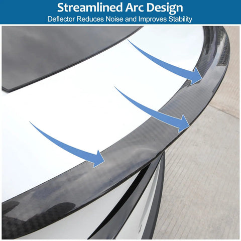 Streamlined arc design of Kick Out Your Setup With This Dope No Drill Rear Spoiler For Tesla Model Y Juniper Refresh.