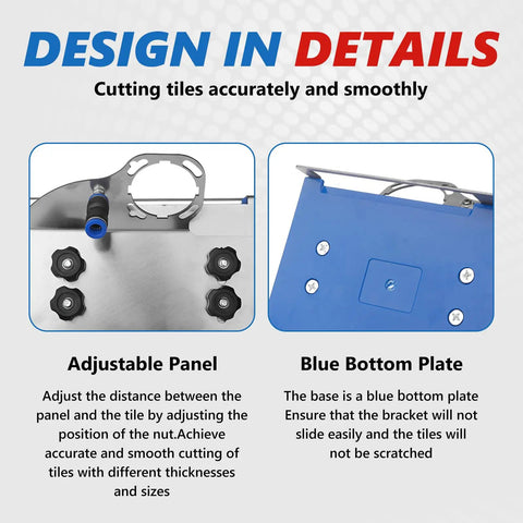45 Degree Tile Chamfering Tool With Stand For Angle Grinders Universal 100 Type Chamfer Kit adjustable panel and base detail